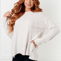 Simple Silhouette Brushed Hacci Sweater in Sand Beige