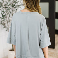 Stay On Top Relaxed Tee in Light Grey