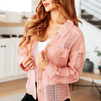 Sweeter Than Nectar Lace Button Down in Rose