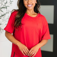 Take It Easy Slouchy Tee in Red
