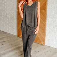 Taking It Easy Tank and Pants Set in Black