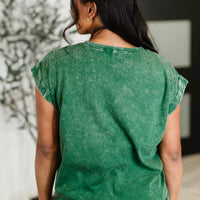 Top That Mineral Wash Tee in Dark Green