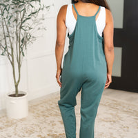 Totally Me Spaghetti Strap Jumpsuit in Ash Jade