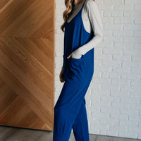 Totally Me Spaghetti Strap Jumpsuit in Light Navy