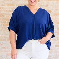 Up For Anything V-Neck Blouse in Navy