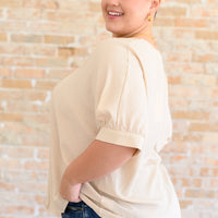 Up For Anything V-Neck Blouse in Taupe