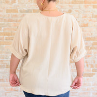 Up For Anything V-Neck Blouse in Taupe