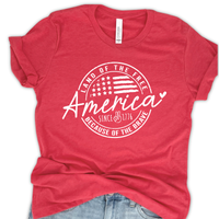 America Land Of The Free 4th of July Graphic Summer Tee