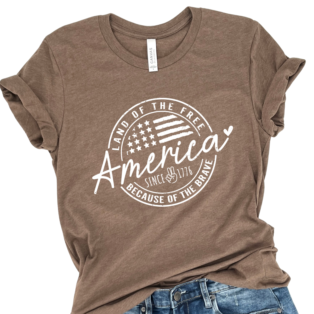America Land Of The Free 4th of July Graphic Summer Tee