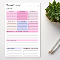 Brain Dump Notepad: Pink 50-Page Daily ADHD Planner