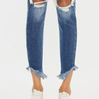 Kancan High Waist Distressed Raw Hem Ankle Skinny Jeans