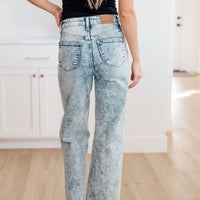 Dory High Waist Mineral Wash Raw Hem Wide Leg Jeans