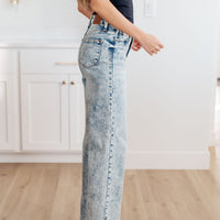 Dory High Waist Mineral Wash Raw Hem Wide Leg Jeans