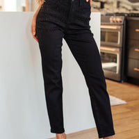 Reese Rhinestone Slim Fit Jeans in Black