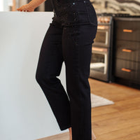 Reese Rhinestone Slim Fit Jeans in Black