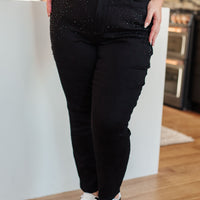 Reese Rhinestone Slim Fit Jeans in Black